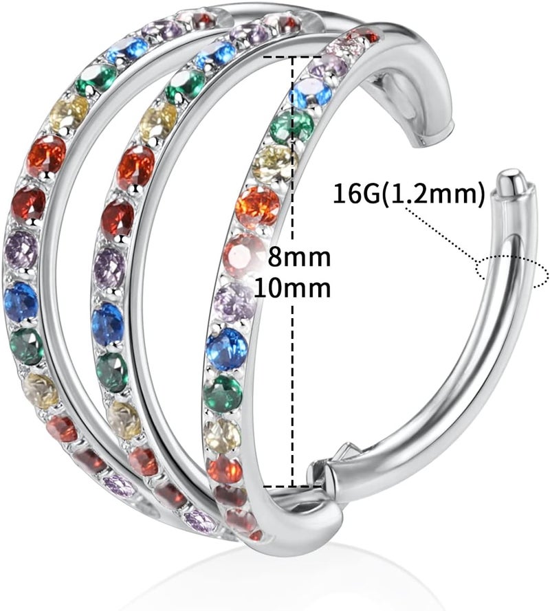 FUNLMO Store 316L Surgical Steel Nose Hoop Septum Conch Piercing Jewelry Cartilage Daith Helix Tragus Rook Lobe Earring Triple/Double Nose Lip Ring 20G 18G 16G - Image 2